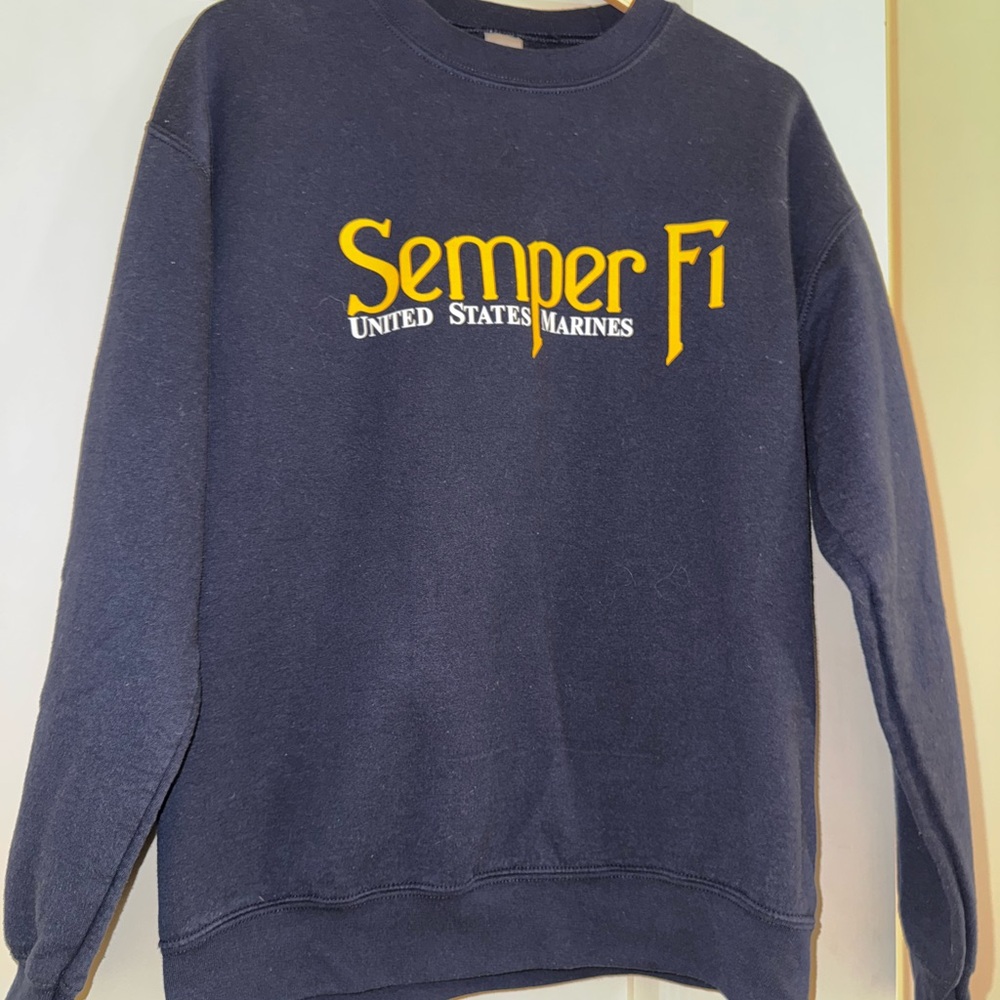 Gildan Navy Blue Semper Fi Crewneck Sweater